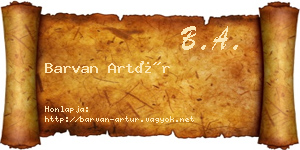 Barvan Artúr névjegykártya